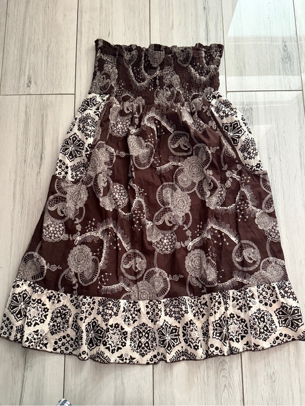 Speed Control Womens Y2K Strapless Retro Midi Brown Dress Size L 90's pockets